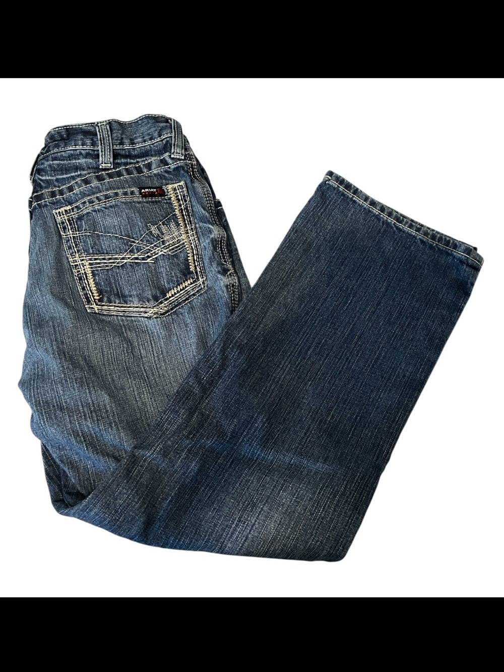 Ariat M4 low-rise bootcut jeans medium wash Men’s 31/30 zigzag stitch pockets